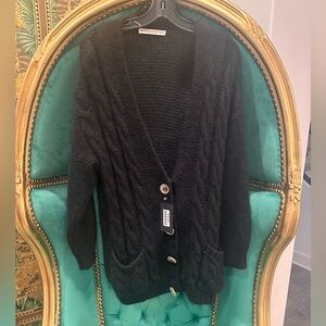 Alessandra Rich Black Cable Knit Cardigan, Size 38, Never worn